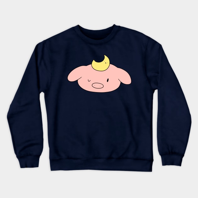 Moon Pig Face Crewneck Sweatshirt by saradaboru